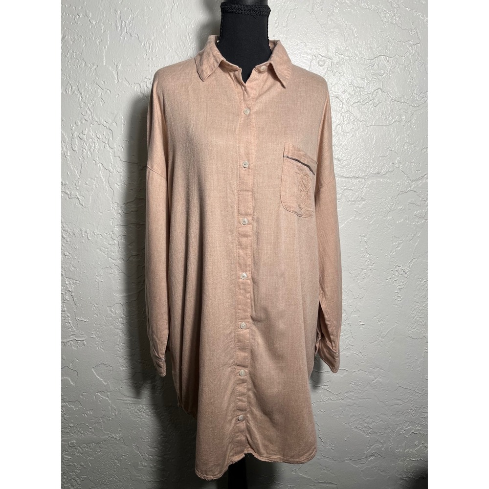 Victoria's Secret Oversized Button Down Sleepshirt Modal Cotton Blush Pink M